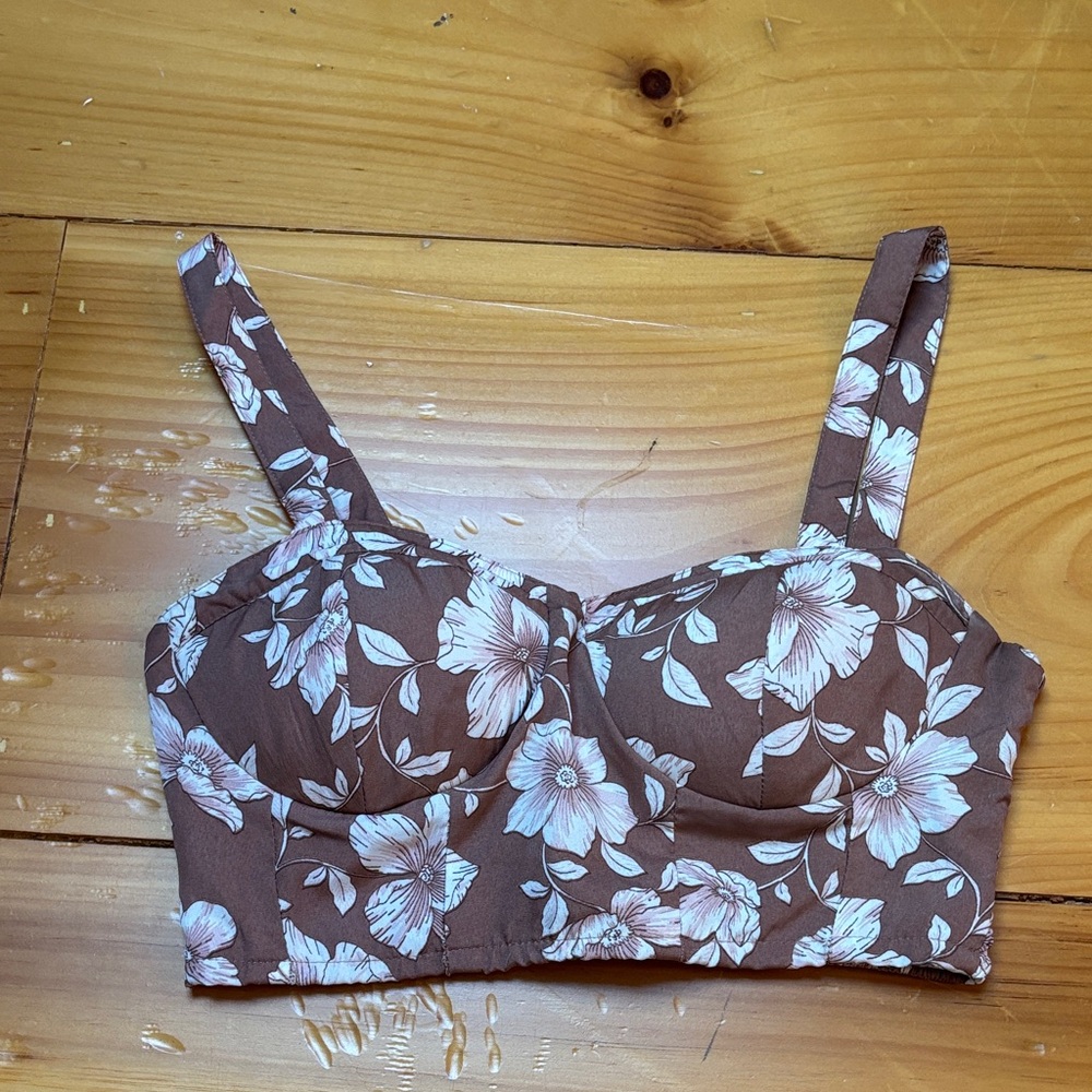 Floral Print Brown Camisole Top